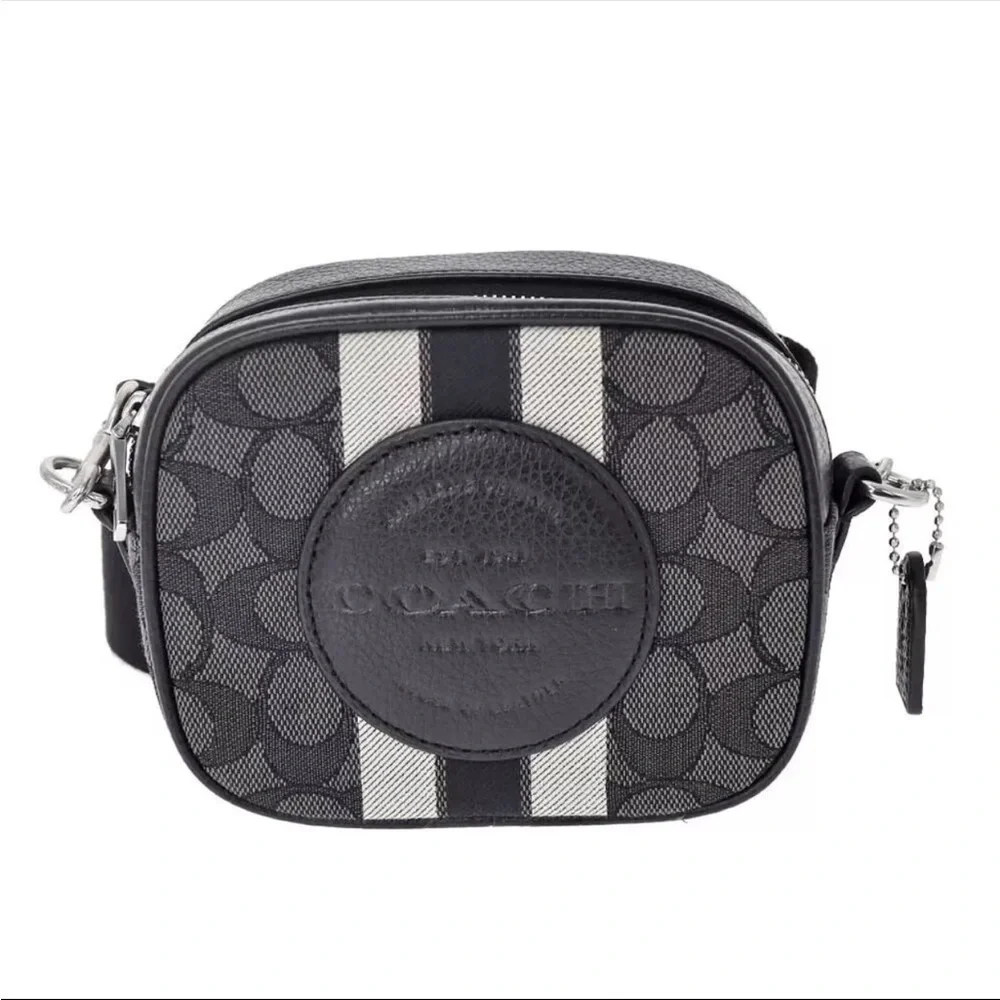 Coach C9120 Demsey Camera Shoulder Bag Canvas x Leather Black Signature - Picture 2 of 12